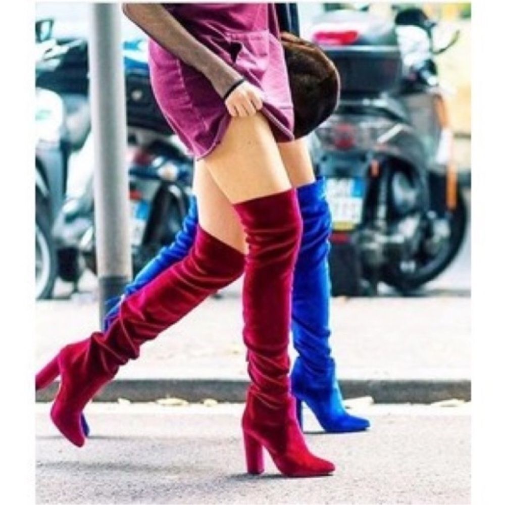 AQUAZZURA So Me Eggplant Purple Over the Knee Heel Boots - Picture 3 of 13